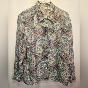 Alfred Dunner Vintage Floral Paisley Button Down Shirt